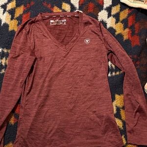 Ariat Maroon V-Neck Long Sleeve Top